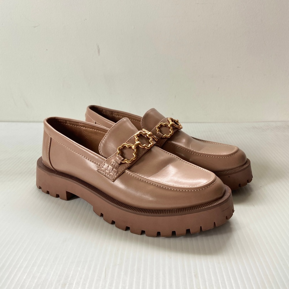 Sam & Libby Remi Lug Sole Loafer Tan Nude Beige Vegan Leather Womens 8